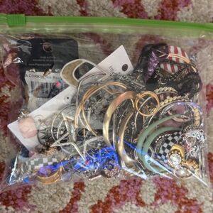 Mixed Jewelry Bag Of Earrings with Gold and Silver Tones